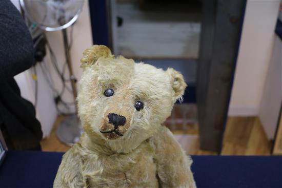 A Steiff centre seam bear, c.1908, replaced paw pads, hair loss to body, arms and legs, 20in.
